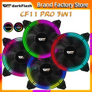 Darkflash CF11 PRO Computer PC Case RGB Fan Clear Frame AURA SYNC Double halo 120mm Fans Quiet Cooling CPU Cooler ARGB led FAN