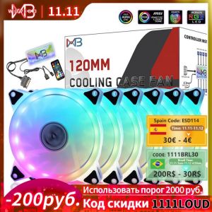 120mm Case Fan ARGB PC Cooling Cooler Radiator Aura Sync 6Pin Adjustable With Remote Control RGB 12cm Fans Ventilador