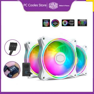 Cooler Master MF120 HALO White edition 3 in 1 KIT 5V/3PIN ARGB CPU Cooling fan 120mm Loop Addressable Lighting with Controller