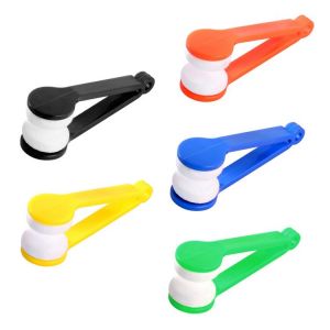Plastic + Superfine Fiber Mini Eye Glasses Lens Cleaning Brush Portable Soft Microfiber Spectacles Sunglasses Cleaner Wipe