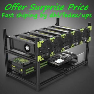 V4C 6-BAY Veddha Aluminum Stackable Open Air 6 GPU Crypto Miner Case ETH 6gpu Mining Rig Frame For Bitcoin Unassemble Ethereum