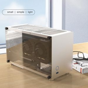 Aluminum Mini Computer Cases Gaming PC Chassis Mini ITX For ITX17x17cm Motherboard SFX Power Supply SSDX2