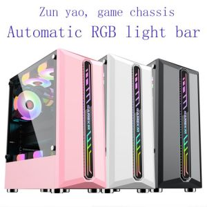 Computer Case Mid-Tower Desktop ATX Case USB 3.0 Ports Transparent Glass Panel 8 Fan Positions pc case, Support Water Cooling