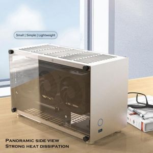 Aluminum ITX Mini Case, Double-Sided Glass HTPC A05, Gamer Gaming MOD Desktop Computer Cabinet