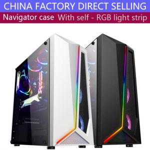China Factory Direct Selling,Mid-Tower Computer Case with RGB LED Strip ,  ATX, , ITX, 7 PCI Slots, USB 2.0/3.0 pc gamer
