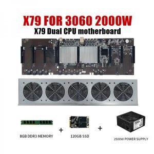 9GPU ETH Mining frame rig farm motherboard housing mining RVN rig mineria power supply pc button pico psu