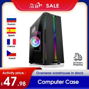 Desktop Computer Case ATX Full-view Side Transparent RGB PC Case Support ATX/Micro ATX/Mini ITX Cooling Fan/330mm Graphics Card