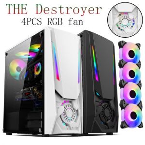 ATX Mid-Tower with Four 120mm RGB Fans, Fine Front Panel, Acrylic window &RGB Lighting System,Cable Management System