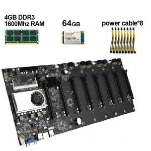 BTC-T37 Mining Rig Eth Combo 8 GPU With Onboard CPU + 64GB mSTATA SSD + 8GB DDR3 RAM support PCI x16 Crypto Etherum