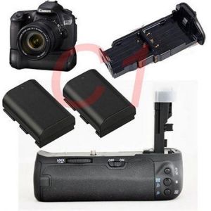 JINTU Camera Battery Grip Holder +2pcs LP-E6 Recharge Battery for Canon EOS 60D 60Da 60D-a Replacement BG-E9