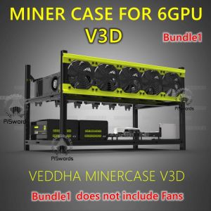 VEDDHA V3D 6 GPU Miner Mining Rig Aluminum Stackable Open Air Case Computer ETH Frame Rig For Bitcoin Miner Kit