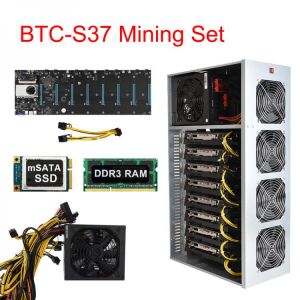 BTC-S37 Mining Motherboard Set 8 Slot Chassis with 4 Fans Miner Motherboard Mining Computer Shell Chassis Mining crypto ETH Set
