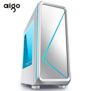 Aigo ATX Mid Tower Gaming Computer Case 240mm Water Cooling PC Fan AIO Support 450*190*470mm Gaming Style Window Case Chassis