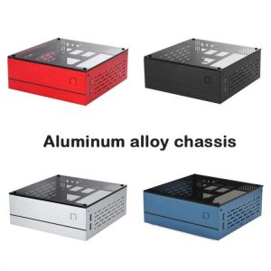 ITX mini industrial control HTPC small chassis 55mm heat dissipation aluminum shell tempered glass cover