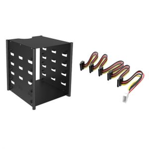 3.5 Inch HDD Hard Drive Cage+SATA Power Cable 5X3.5 Inch HDD Cage Rack Hard Disk Box for BTC Mining Storage Expansion