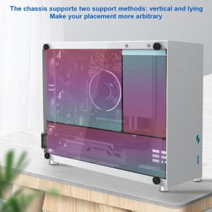 All Aluminum ITX PC Gaming Case Computer Cabinet Suitcase Portable Mini A4 Desktop Chassis with Glass for SFX Power Supply SSD
