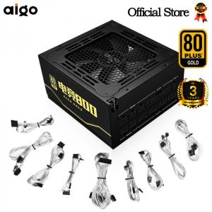 Aigo PC computer Power Supply Rated 800W 80PLUS gold 100-240V Full module active Gaming PSU ATX 12V PFC 24Pin 14cm Fan For BTC