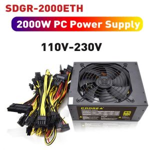 2000W PC Power Supply 110V-230V 95 PLUS Gold  ATX Miner Bitcoin Power Supply Support 8 GPU Graphics Cards 4+4Pin CPU 24Pin SATA