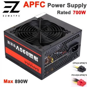 SAHARA ATX PC Power Supply 220V Max 890W Rated 700W Game Computer Server PSU 20/24PIN Mining PSU Supply Mining PC Source Bitcoin