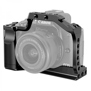 Metal Camera Cage Rig Handle Grip with Cold Shoe Mount 1/4 3/8in Screw Holes for Canon EOS M50/M5 Mirrorless Camera Accessories