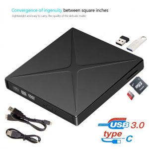 KuWFi External CD DVD Drive USB3.0 DVD RW CD Writer Player Recorder for Mac Windows laptop PC Portable BD/CD/DVD Burner