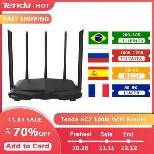 Tenda AC7 wifi Routers 11AC 2.4Ghz/5.0Ghz Wi-fi Repeater 1*WAN+3*LAN 5*6dbi high gain Antennas Smart APP Manage English Firmware
