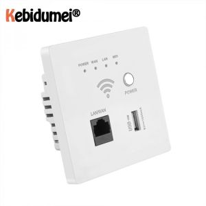 kebidumei 300Mbps 220V power AP Relay Smart Wireless WIFI repeater extender Wall Embedded 2.4Ghz Router Panel usb socket rj45
