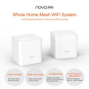 Tenda MW3 Home Wireless WiFi Bridge Extender System 2.4G/5.0G Dual-Band AC1200 Wireless Router and Repeater APP Remote Manage
