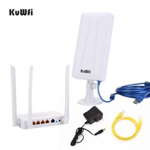 KuWFi 300mbps Wireless Router+High Gain Wifi USB Adapter 300Mbps High Power Wifi Router one Set Extend Wifi Signal Share 32users