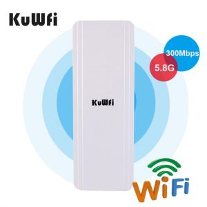 KuWFi Outdoor Wifi Bridge 5.8G 300Mbps  Router  Wireless Wifi Repeater Point to Point 1-3KM Support 48V POE  Power For IP Camera