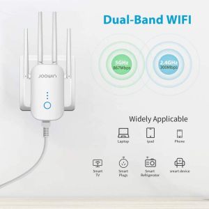 WiFi Extender Booster 1200Mbps WiFi Range Extender Dual Band AC1200 2.4G/5.8G WiFi Signal Booster Repeater Wireless Extender