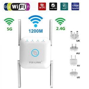 1200M/300Mbps WiFi Repeater Router Amplifier Long Range Extender 2.4G/5G Wireless Booster Home Wi-Fi Signal AP WPS Eesy Setup