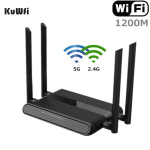 KuWFi 1200Mbps WiFi Router Dual Band Gigabit Wireless Internet Router AC1200 High Speed Router with USB 2.0&SD Card for Home