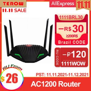 TEROW AC1200 Wireless Wifi Router Gigabit Dual-Band Repeater with 4*5dBi High Gain Antennas 1200Mbps IPv6 Wider Coverage 5Ghz