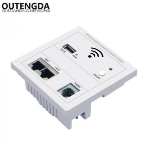 300Mbps in Wall AP WiFi Access Point Wireless Socket for Hotel Wi-Fi Project Support AC Management & RJ45 USB WPS Encryption
