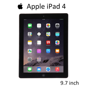 Original Apple iPad 4  90% New 9.7" Retina Touchscreen 16gb/32/64 GB Apple A6 1.40 GHz iOS 10 Wi-Fi  Black and Sliver table