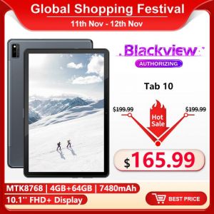 Blackview Tab 10 10.1'' 4G Phone Call 7480mAh Tablet PC MTK8768 Octa Core 4GB+64GB Android 11 13MP Camera Tablets