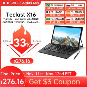 Teclast X16 11.6 inch 2 in 1 Tablet 1920×1080 Windows 10 6GB RAM 128GB SSD Dual Core Tablets PC Intel Gemini Lake N4020 USB3.0