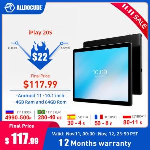 ALLDOCUBE iPlay 20S Tablet Android 11 Tablet PC 10.1 Inch 4GB RAM 64GB ROM Octa-core 1920×1200 IPS 4G LTE Tablet Unisoc® SC9863A