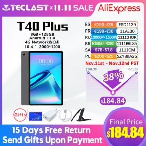 Teclast T40 Plus 10.4'' 2000x1200 Tablet 8GB RAM 128GB ROM Octa Core 4G Network Dual Wifi Tablet PC Android 11 Bluetooth