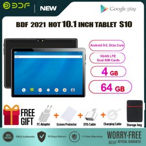 BDF Pro 10.1 Inch Google Kids Tablets Android 9.0 Octa Core 4GB/64GB Google Market 4G Phone Calls Tablet Pc WiFi Bluetooth GPS