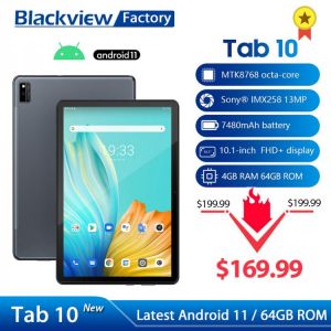 Blackview Tab 10 Tablet 10.1 Inch 1920x1200 MTK8768 Octa Core 4GB 64GB 4G Network 7480mAh Tablets PC Android 11