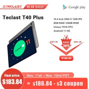 Teclast T40 Plus Tablet 10.4 Inch Android 11 Bluetooth 5.0 Tablet 2000×1200 IPS 8GB RAM 128GB ROM Dual 4G Network Dual-Band WiFi