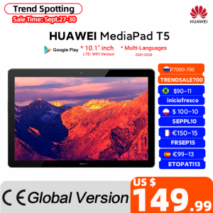 In Stock Global Version HUAWEI MediaPad T5 2GB 32GB Tablet PC 10.1 inch Octa Core Dual Speaker 5100 mAh  Android 8.0