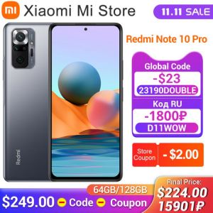 Global Version Xiaomi Redmi Note 10 Pro Mobile Phone 64GB/128GB Snapdragon 732G Octa Core 108MP Quad Camera 5020mAh Battery