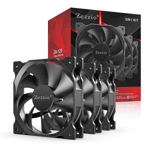Zezzio 3PCS Black Cooling Fans for PC Case 120mm 3PIN/4PIN CPU Coolers Radiators(3pcs Black）
