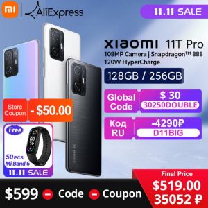 【World Premiere】Global Version Xiaomi 11T Pro Smartphone 128/256GB Snapdragon 888 Octa Core 120W HyperCharge 108MP Camera 120H