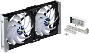 TITAN- 12V DC IP55 Waterproof Double Rack Mount Ventilation Cooling Fan with Timer and Speed Controller- TTC-SC20 (140mm)