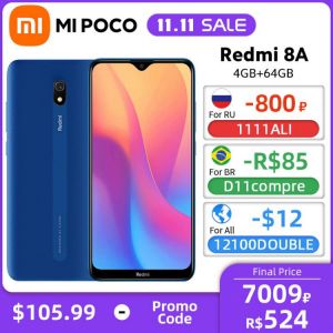 Original Global ROM Xiaomi Redmi 8A 8 A 4GB 64GB 5000mAh Big Battery Snapdargon 439 Octa Core 12MP Camera Type-C Mobile Phone