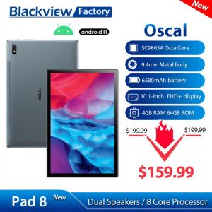 BLACKVIEW OSCAL PAD 8 10.1" Android 11 Tablet 1920x1200 4GB+64GB SC9863A Octa Core 4G Network AI Speed-up Tablets 6580mAh